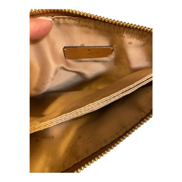 Kate Spade Leila Triple Gusset Crossbody Bag Warm Gingerbread Pebbled Leather - Picture 8 of 13